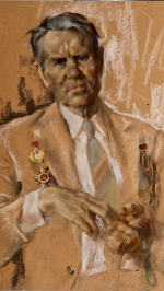 Биценко Е.Ф. Портрет художника, ветерана ВОВ И.В. Лепаловского 1995 г. Бумага, пастель, 76х57